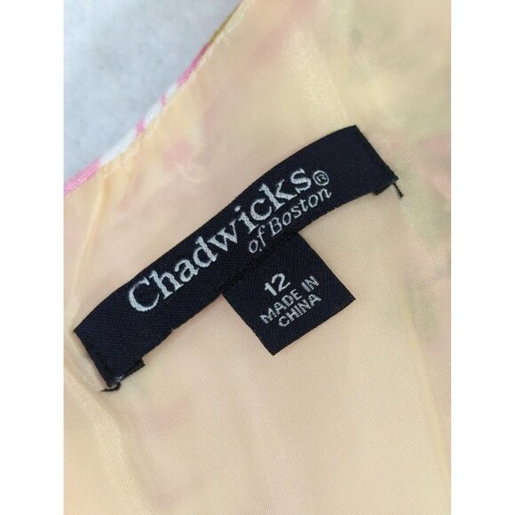 Chadwicks of Boston A-Line Dress Womens 12 Yellow Floral Linen Blend Sleeveless - Picture 5 of 8